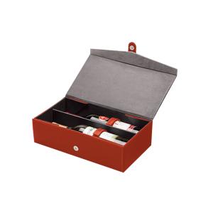 China V Shape Flap Foldable PU Leather Wine Box , 2 Bottle Wine Gift Box With Magnetic Button wholesale
