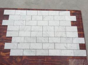 China Subway Marble Mosaic Tile  3 X 6 Carrara White For Bathroom , 2/5 Thickness on sale