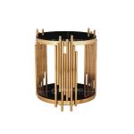 small round 60cm Furniture Side Table Stainless Steel frame black top