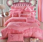 200TC 100% Cotton Bed Sheet Quilt Cover Bed Skirt Set for European and American