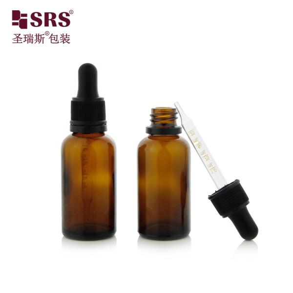 D003-1 Amber Green Glass Round Bottle With Tamper Evident Dropper Lid For