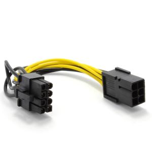 China PCIe 6pin female to dual PCI-E 8pin (6+2)pin male Graphics Card Splitter Power Supply Cable 18awg 20cm wholesale