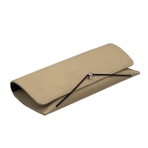 China Custom Gold 18CM Leather Glasses Case With Embossed Logo wholesale