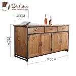 Wood Drawer Retro Shipping Container Table Iron Frame Cabinet With Casters