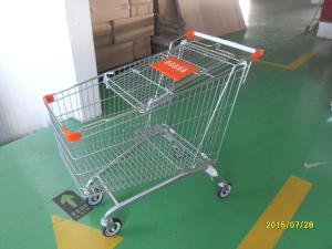China Safety Handle Bar 4 Wheel Shopping Trolley 210L With Colored Plastic Parts wholesale