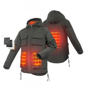 China Winter Electric Heated Jacket Carbon Fiber Softshell Waterproof Down Jacket With Hoodie on sale