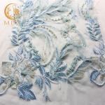 Exclusive Bridal 3D Embroidery Lace Fabric 135cm Width Knitted With Feathers