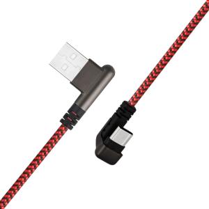 China L U Shape Fast Charging Phone Cable Type C Fashionable Nylon Braided Red Color wholesale