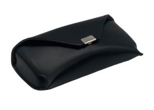 China Black Large Folding Hard Leather Glasses Case With Button wholesale