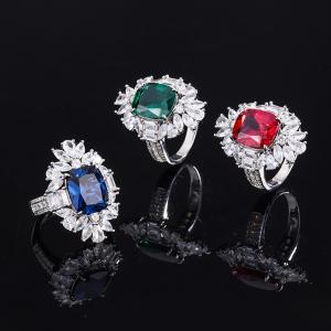 China 925 Sterling Silver Jewelry Created Emerald Ruby Gemstone Luxury Ring wholesale