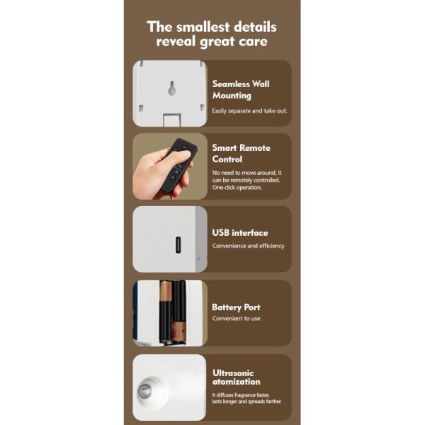 168ML Waterless Aroma Diffusers Remote Control Essential Oil Diffuser Electric