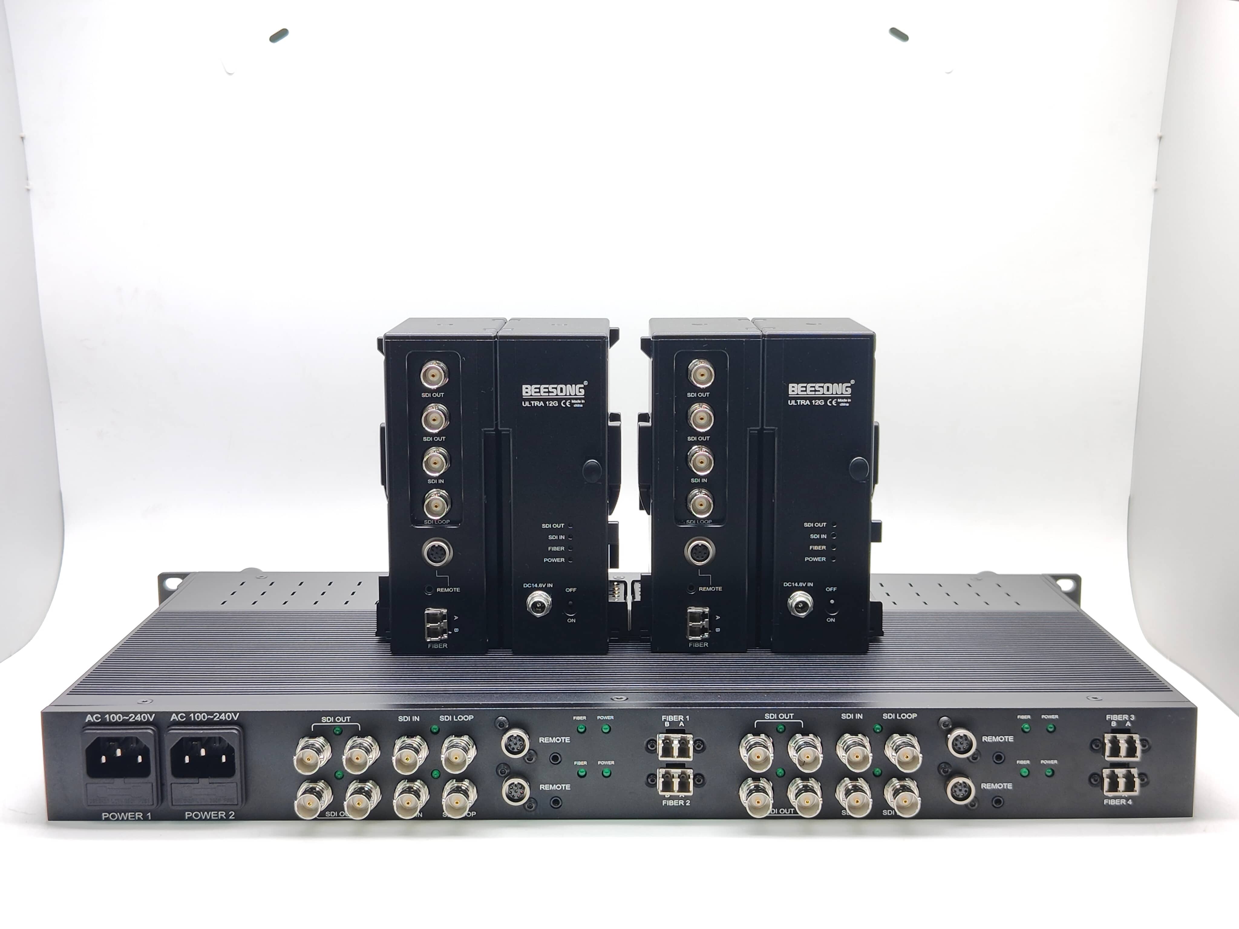 Remote Control 4K Fiber Optic Converter with 12G SDI PGM