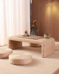 The Cane Makes Up Tea Table Natural Straw Woven Floor Table Natural fiber Window