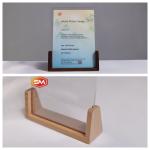 A4 Clear Desktop Clear Acrylic Photo Frame with Wood Base