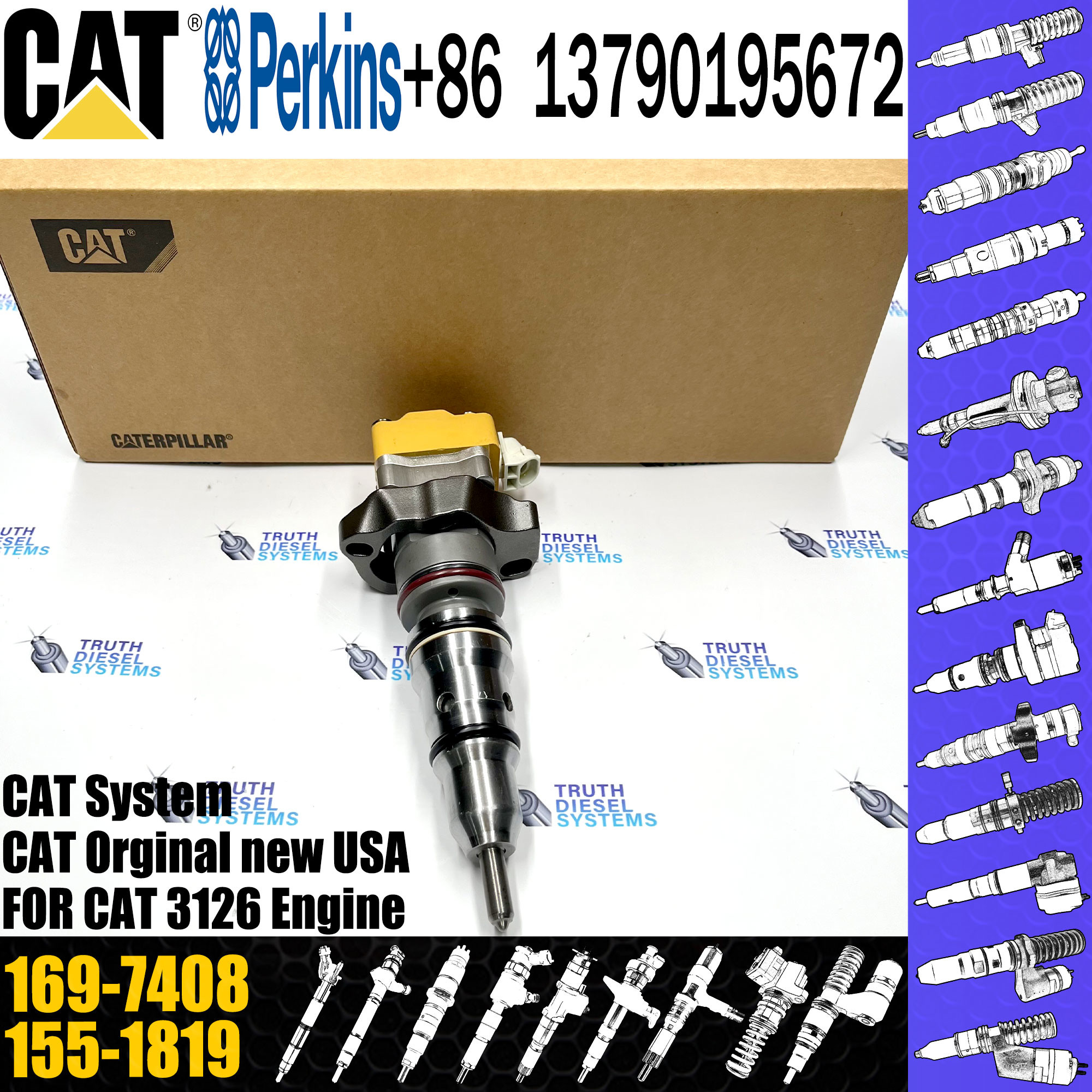 Diesel Fuel Injector 0R9348 222-5965 188-1320 173-9379 173-9380 171-9704 171-9710 169-7408 157-3727 155-1819