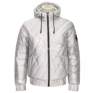 China Mens Shiny Silver Winter Padded Hoodie Jackets 100% Polyester PU coating face wholesale