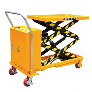 China Hand Push Scissor Trolley Semi Electric Hydraulic Small Scissor Lift Trolley wholesale