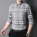 Button Down Collar Casual 100% Cotton Oxford Men's Long Sleeve Plaid Shirt for