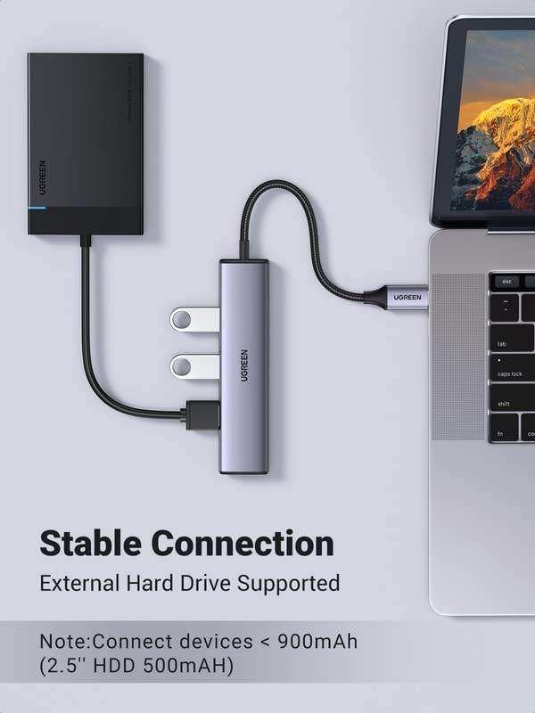 4 in 1 Hub USBC to USB Hub with 4 USB 3.0 Ports Aluminum Shell USB-C Hub for Laptop