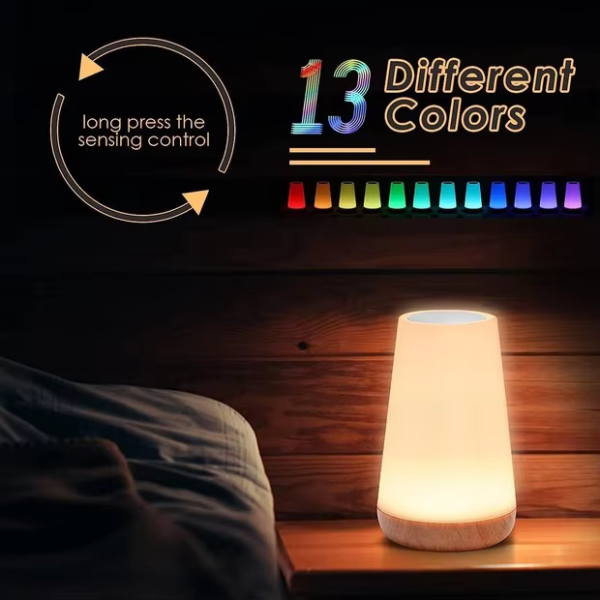 Intelligent dimming RGB color changing portable USB charging touch control bedside night light