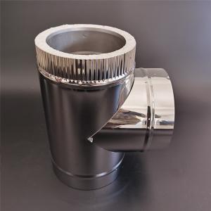 China Twin Wall Stove Chimney Pipe 90 Degree Tee With Ceramic Fibers Insulation wholesale