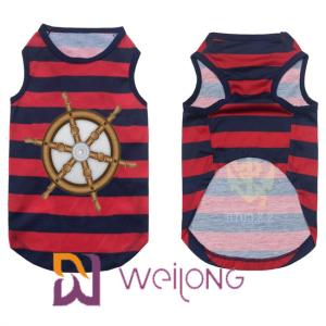 China Polyester Customized Rubber Print Stripe Pet T Shirt Dog Birthday Shirt wholesale