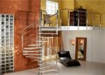 Walnut Tread Custom Spiral Staircase With Round Post Glass Balustrade