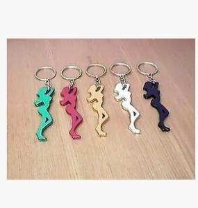 China New creative gift product metal beauty bottle opener keychain keyrings wholesale