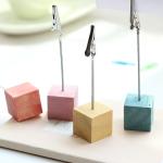 Small Desk Wooden Photo Clip Holder Base Seat Tag Clip 3 X 3 X 15 Cm