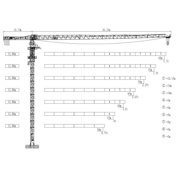 8 Ton Tower Crane Flat Top Building Tower Crane Model N6015-8B