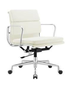 China Chromed Aluminum Frame Soft Pad Office Chair Executive Black Genuine Leather Swivel Lifting wholesale