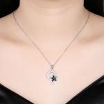 18.1in 4.2g Sun And Moon Crystal Necklace Thanksgiving Day 14k 925 Silver