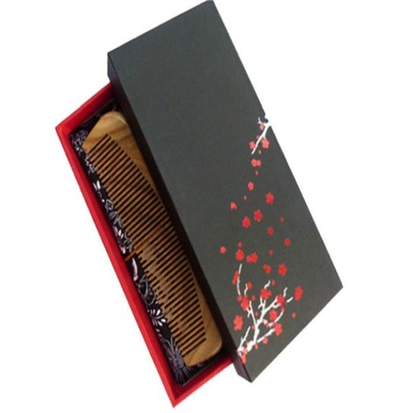 custom wooden comb packaging hinged box luxury horn comb gift box rigid comb