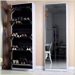 China 40 Pairs 15mm MDF Wood 185cm Mirrored Shoe Cabinet wholesale