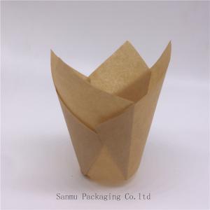 China Single Wall Tulip Paper Cups Greaseproof Natural Tulip Baking Cups Bottom 50mm wholesale