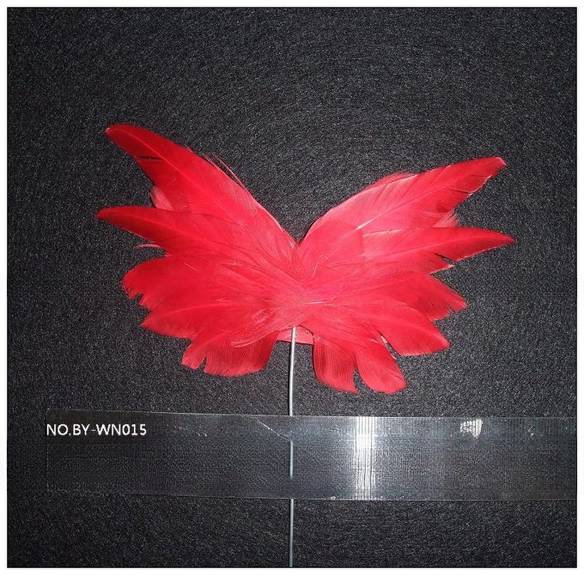 Party Decoration Stripped Goose Feather Butterfly with Wire Accessory 10*20 cm