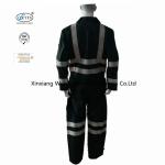 Cotton Navy Blue Fr Coveralls With Reflective Tape / Flame Resistant Workwear