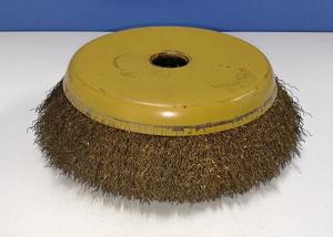 China Brass Coated Crimped Wire Cup Brush High Tensile 200MM OD For Removal Rust wholesale