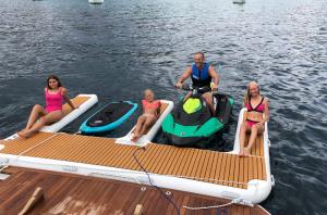 China E Shape Drop Stitch Wood Grain Inflatable Floating Platform wholesale