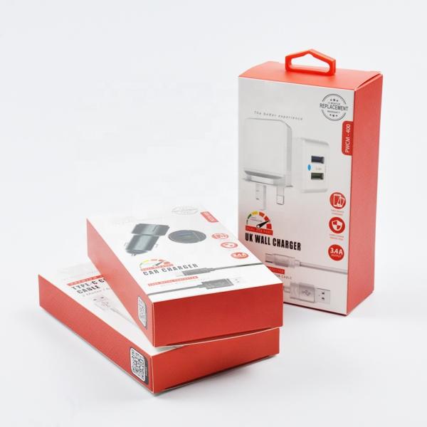 Delicate Custom Design Cable Wire Car Phone Charger Paper Packaging Box with
