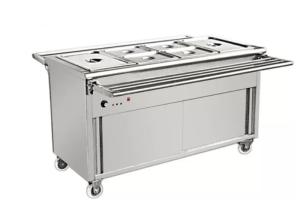 China SS Buffet Server Electric Food Warmer Commercial Push Type Bain Marie Cabinet With Wheels wholesale