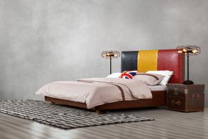 China Leather Upholstered Headboard Custom Bed in hotel Guestroom king and queen size bedroom Wooden bed in High quality wholesale