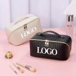 Customized New Arrival Luxury Portable Pu Large White Leather Travel Toiletry