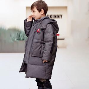 China Bilemi Camel Solid Color Boys Parkas Fashion Warm Long Down Jacket Kids Winter Coats wholesale