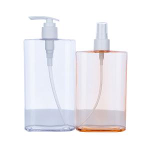 China 500ml Orange rectangle smooth with white pump for shampoo lotion bottle wholesale