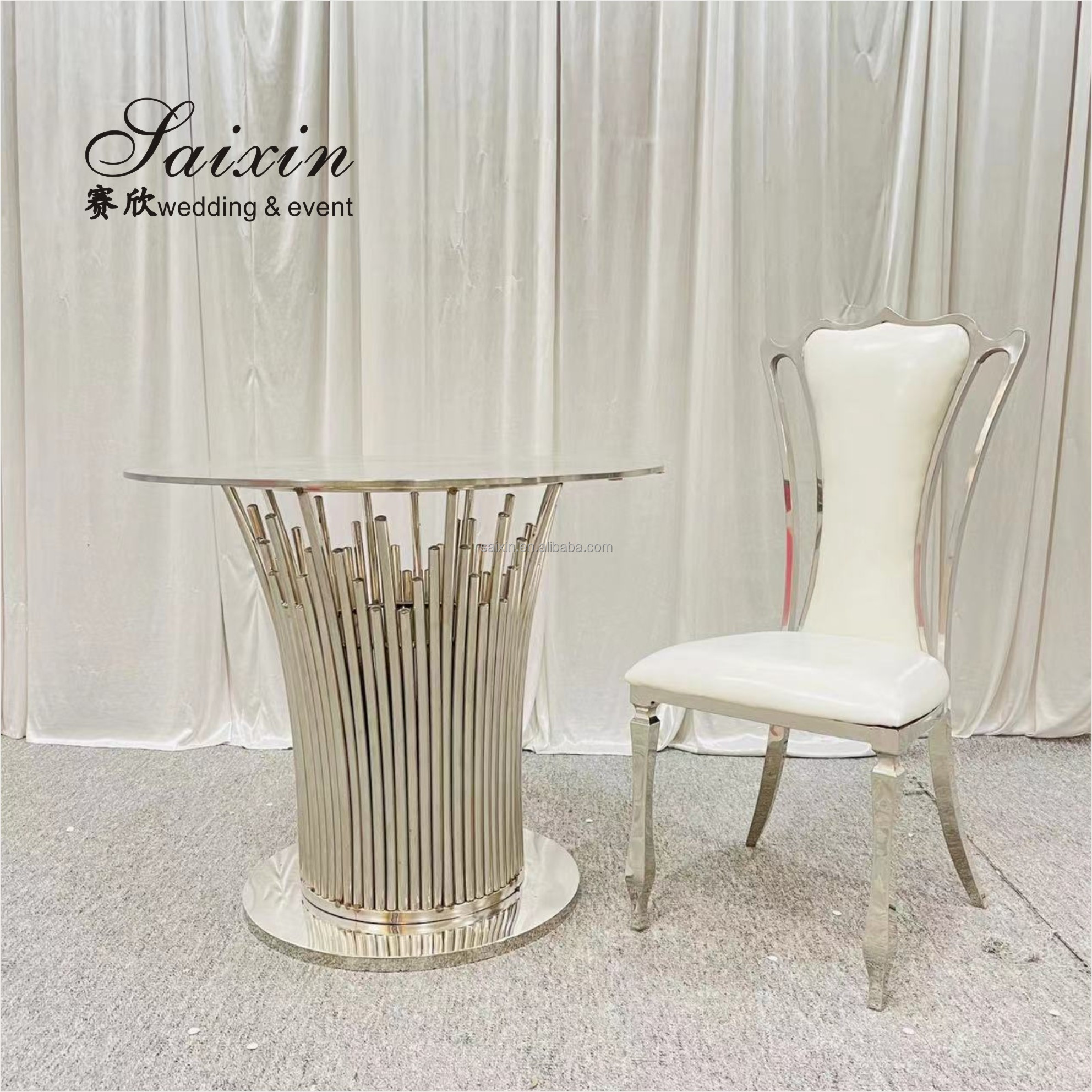 16 14 12 Inch Round Stainless Steel Hanging Crystal Cake Stands Wedding