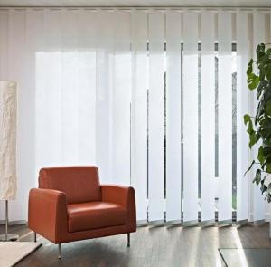 China Lower open high quality home elegant sheer fabric white vertical blind and curtain customized wholesale