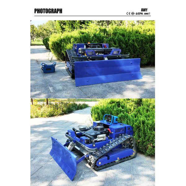 Factory Direct Cordless DIY Remote-controlled Lawn Mower with 150mm Track Width and Snow Shovel for Estate Lawns