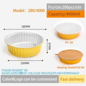 China 280mm Diameter 4000ml Foil Pan Tray Disposable Aluminum bowl Foil Food Container With Lid wholesale