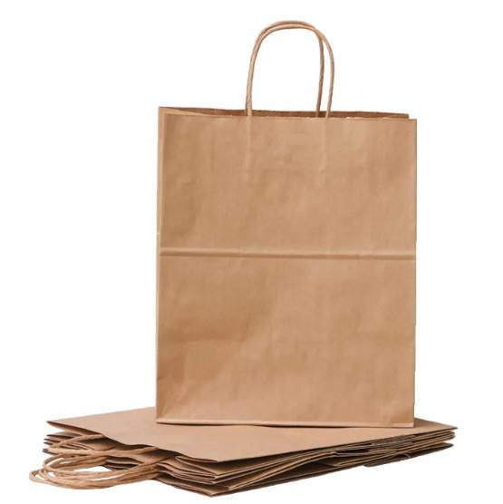 Recyclable Kraft Paper Bag With Twisted Handle Reusable Paper Shopping Bags Logo